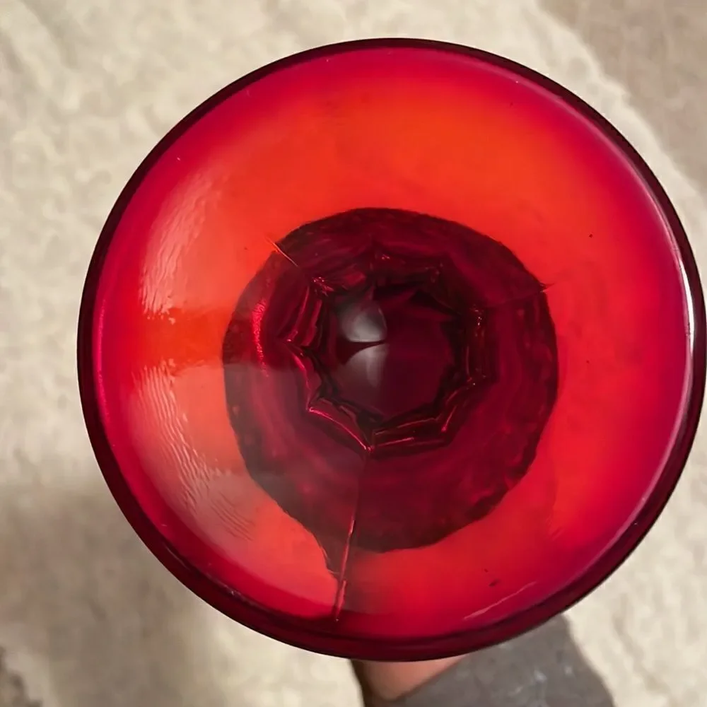 Vintage Fenton Ruby Thumbprint Swung Glass Vase